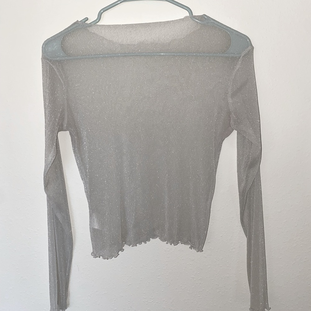 PACSUN See-through Long Sleeve Top | Size: Small | Color: Silver with Sparkles